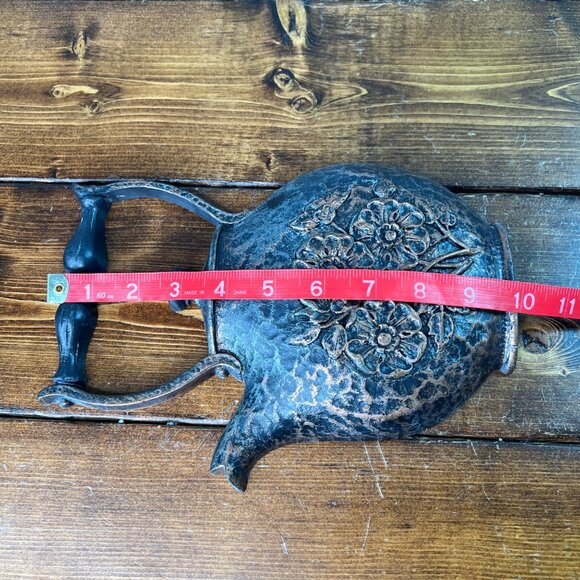 Vintage Homco Copper Patina Plastic Teapot & Pitcher Set Floral  Wall Hanging - Picture 10 of 12